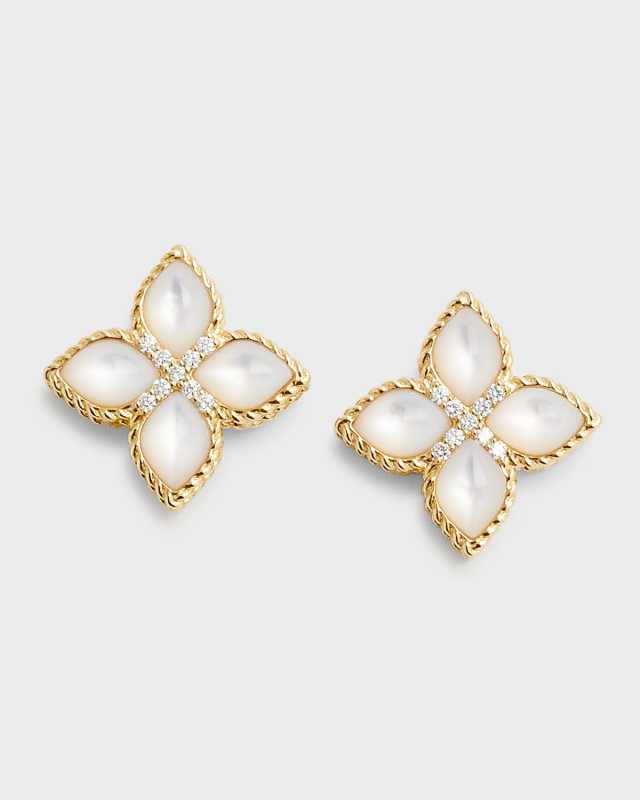 Venetian Princess 18K Mother of Pearl Earrings with Diamonds